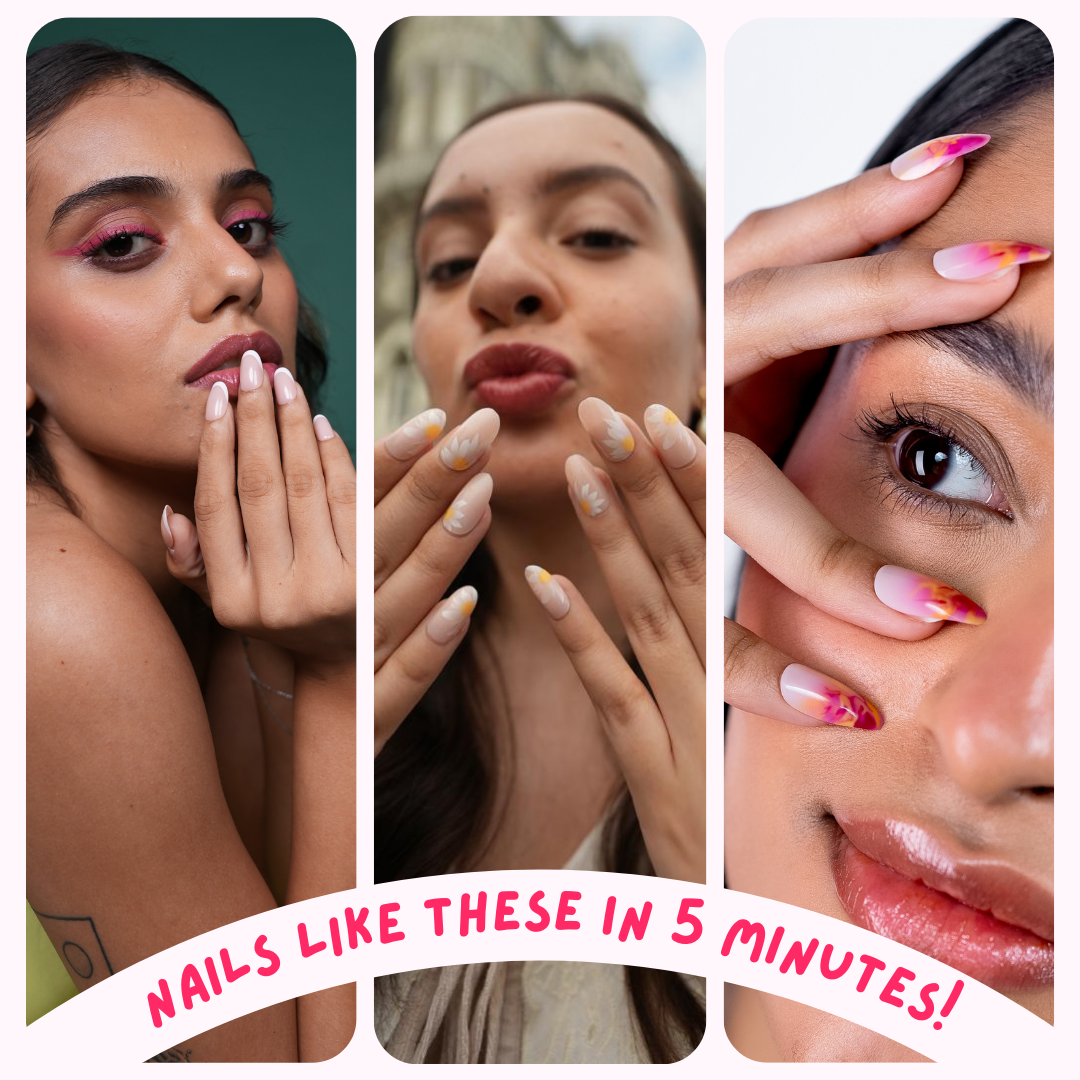 Cosmic Crush | Nude Press On Nails | 24pcs Reusable Extra Long Almond Set - nailinit