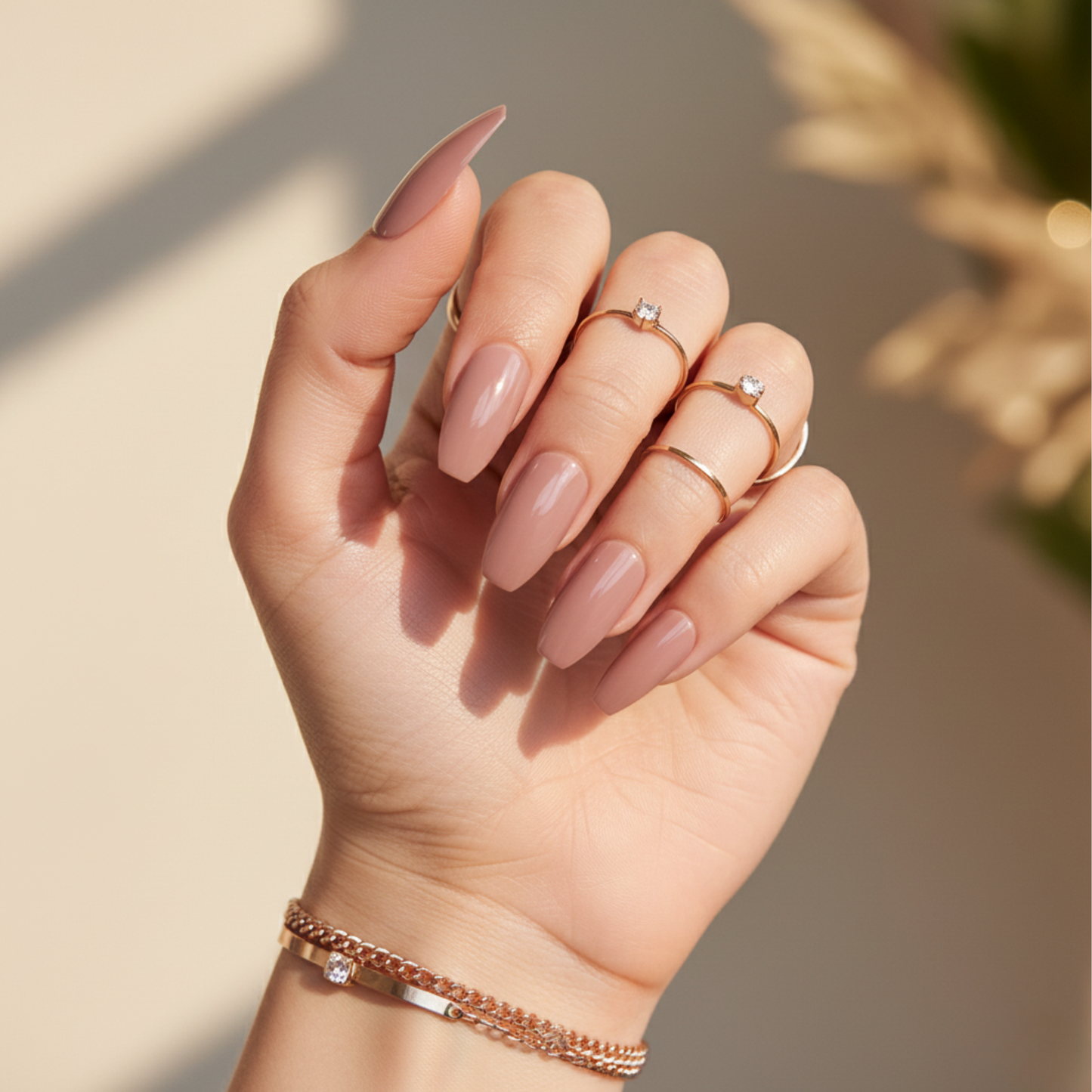 Hot Cocoa | Nude Brown Stick On Nails | 24 Pcs | Long Lasting Medium