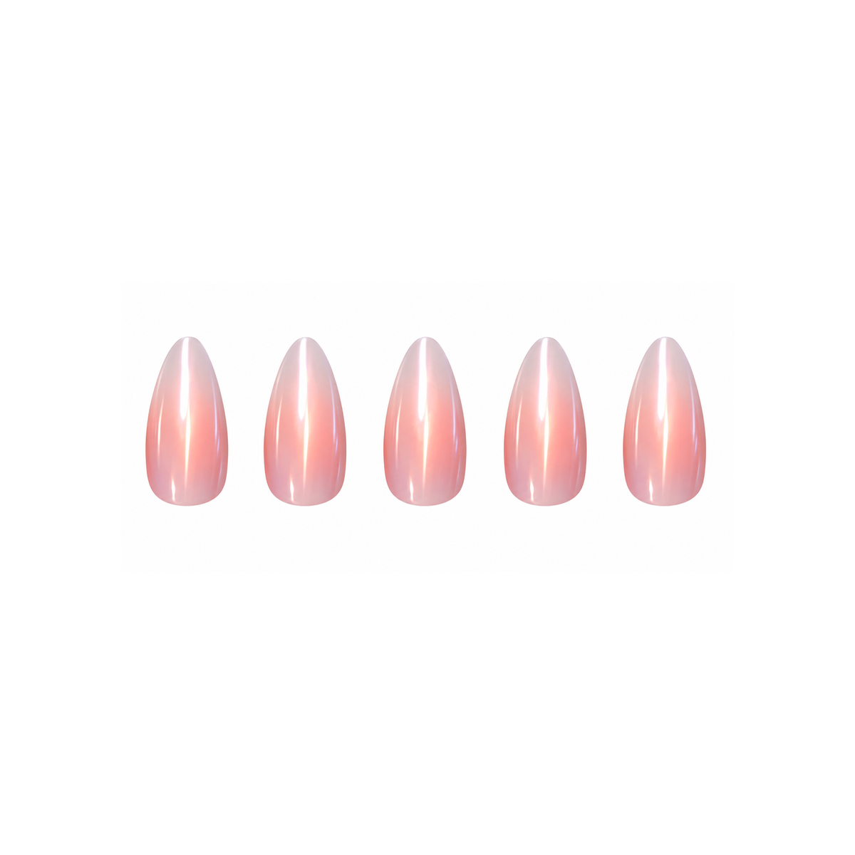 First Kiss | Reusable Press-On Nails | 24 Pcs | Pink Holographic | Almond Shape | Long