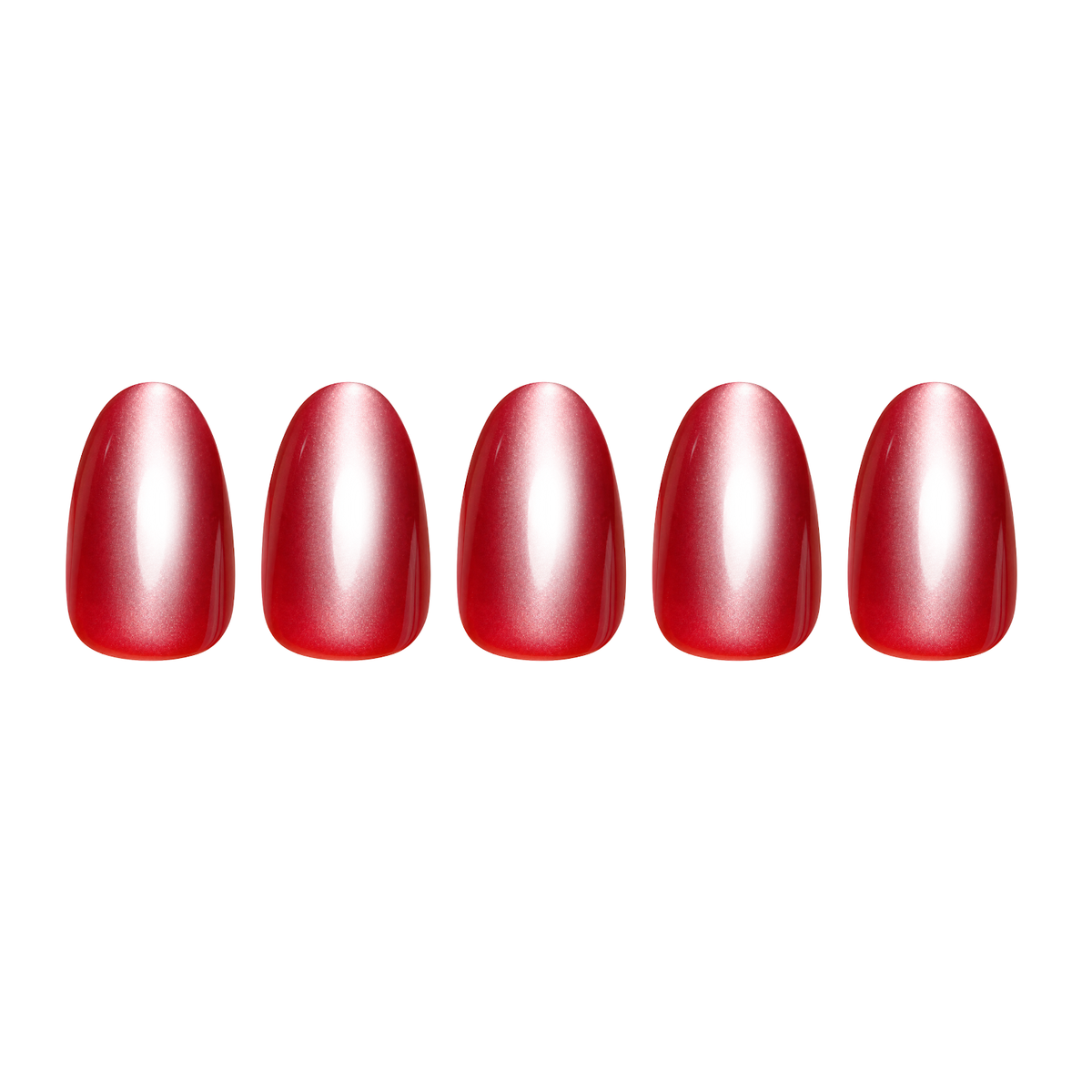 Frosted Cranberry | Reusable Press-On Nails | 24 Pcs | Cranberry Cat Eye | Almond Shape | Short