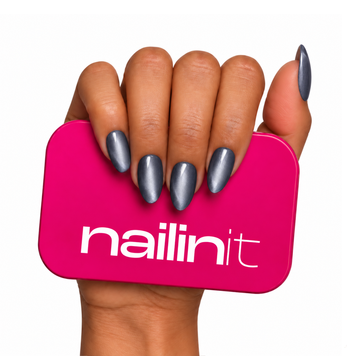 Quiet Luxury | Reusable Press-On Nails | 24 Pcs | Navy Blue with Rhinestone | Oval Shape | Regular