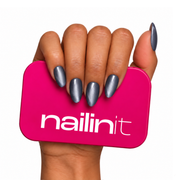 Quiet Luxury | Reusable Press-On Nails | 24 Pcs | Navy Blue with Rhinestone | Oval Shape | Regular