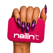 Purple Haze | Reusable Press-On Nails | 24 Pcs | Purple Cat Eye | Almond Shape | Medium