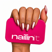 Frosted Cranberry | Reusable Press-On Nails | 24 Pcs | Cranberry Cat Eye | Almond Shape | Short