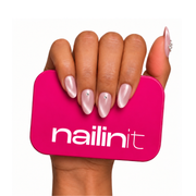 Sugar Doll | Reusable Press-On Nails | 24 Pcs | Baby Pink with Rhinestone | Almond Shape | Medium