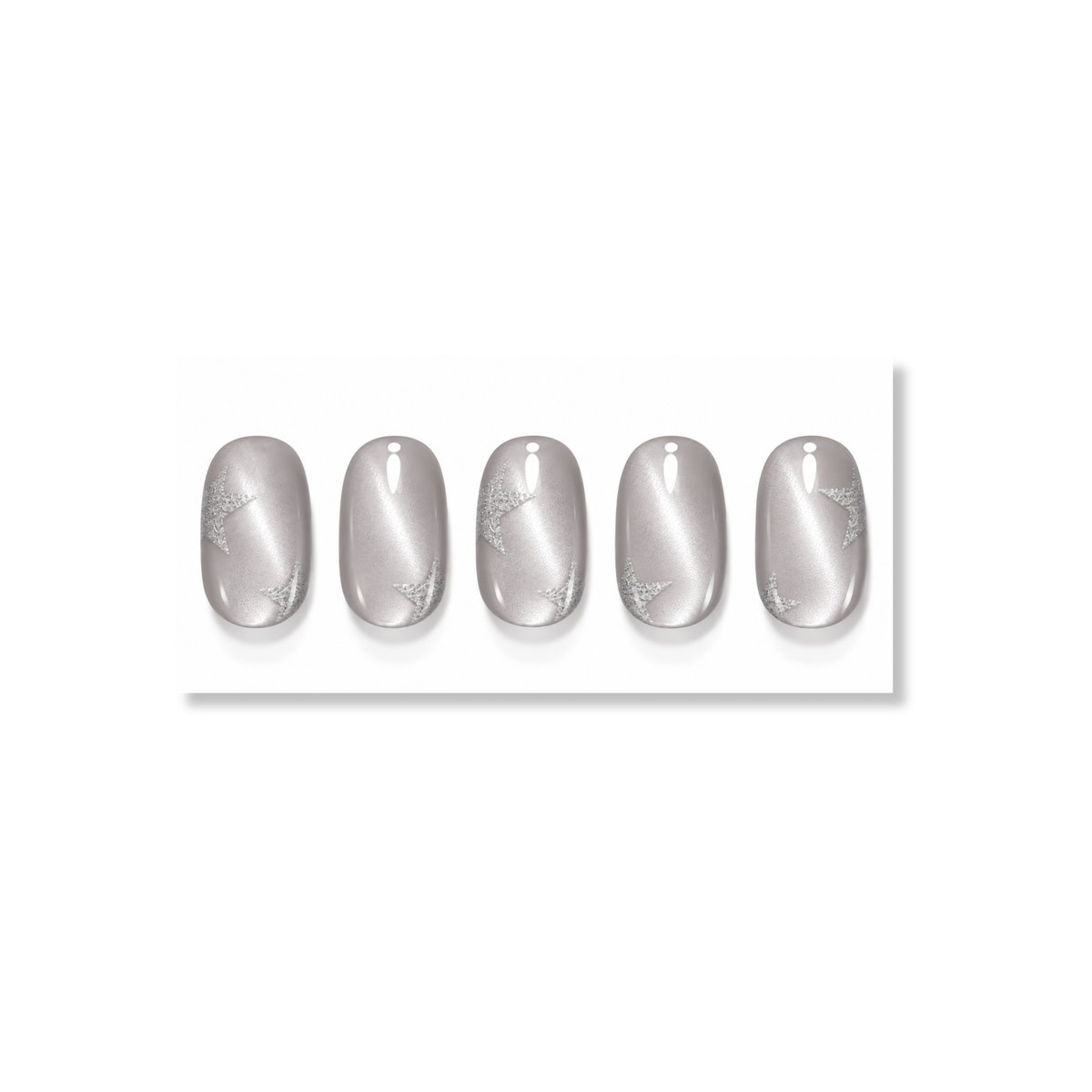 North Star | Reusable Press-On Nails | 24 Pcs | Nude with Shimmer | Square Shape | Medium