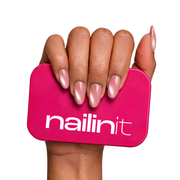 Goal Chaser | Reusable Press-On Nails | 24 Pcs | Nude Pink Cat Eye | Almond Shape | Short