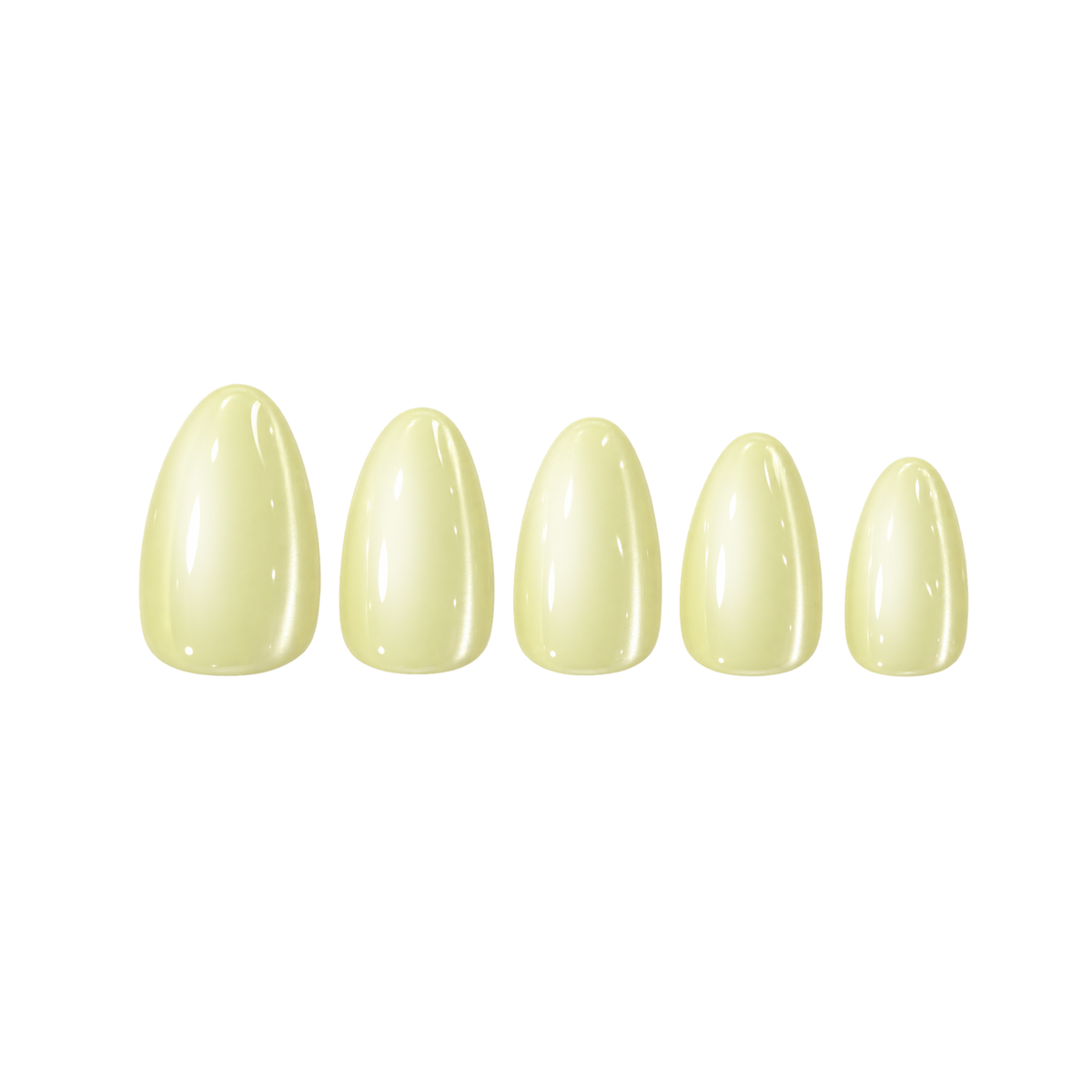 Pookie | Reusable Press-On Nails | 24 Pcs | Lemon Yellow Cat Eye | Almond Shape | Short