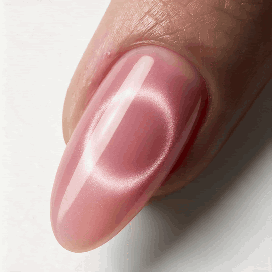 Aperol Spritz | Reusable Press-On Nails | 24 Pcs | Coral Cat Eye | Almond Shape | Medium
