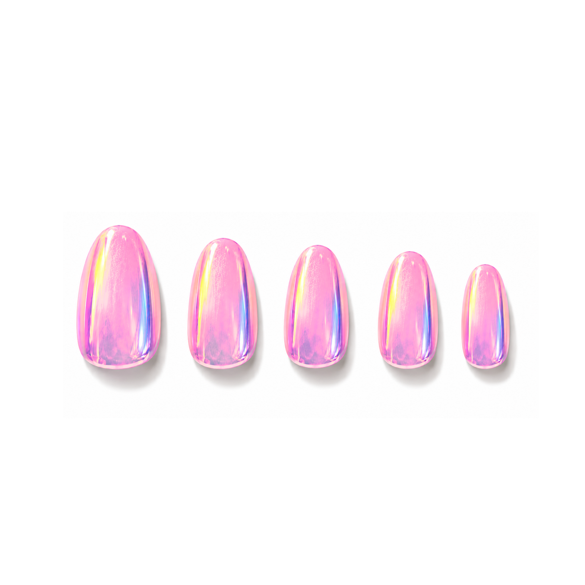 Fairy Dust | Reusable Press-On Nails | 24 Pcs | Holographic Cat Eye | Almond Shape | Short