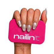 North Star | Reusable Press-On Nails | 24 Pcs | Nude with Shimmer | Square Shape | Medium