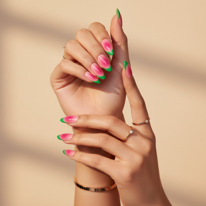 Watermelon Sugar | Reusable Press-On Nails |  24 pcs | Pink | Almond Shape |  Medium