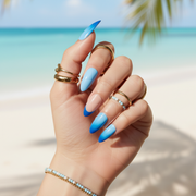 Aqua Aura | Reusable Press-On Nails | 24 pcs | Blue | Almond Shape | Long