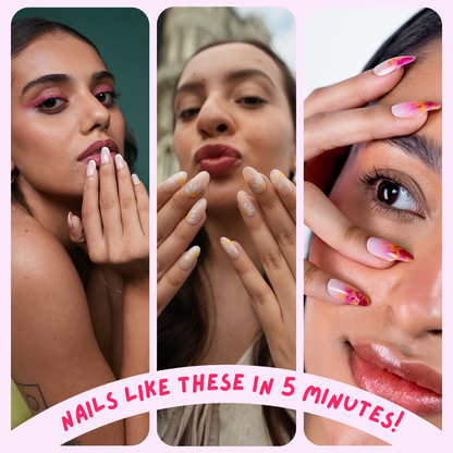 Cosmic Crush | Reusable Press-On Nails | 24 pcs | Cat Eye | Pink | Almond | Extra Long