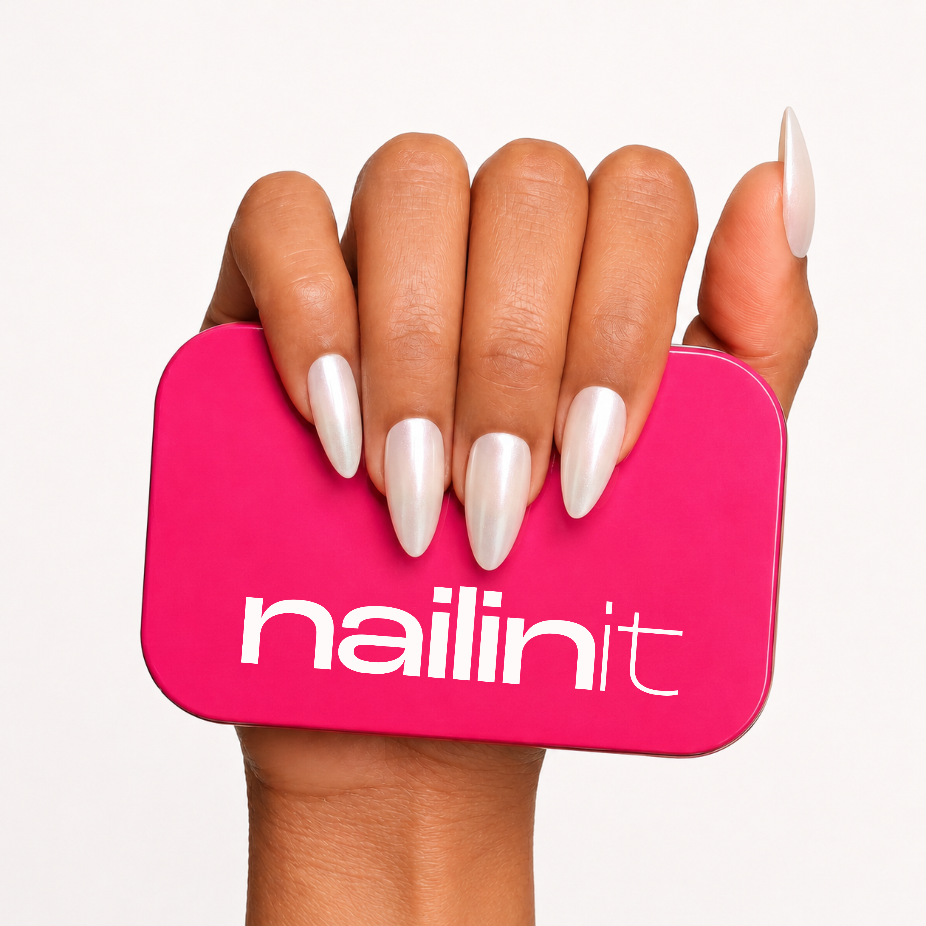 Glazed Donut | Reusable Press-On Nails | 24 pcs | White | Almond Nails | Extra Long