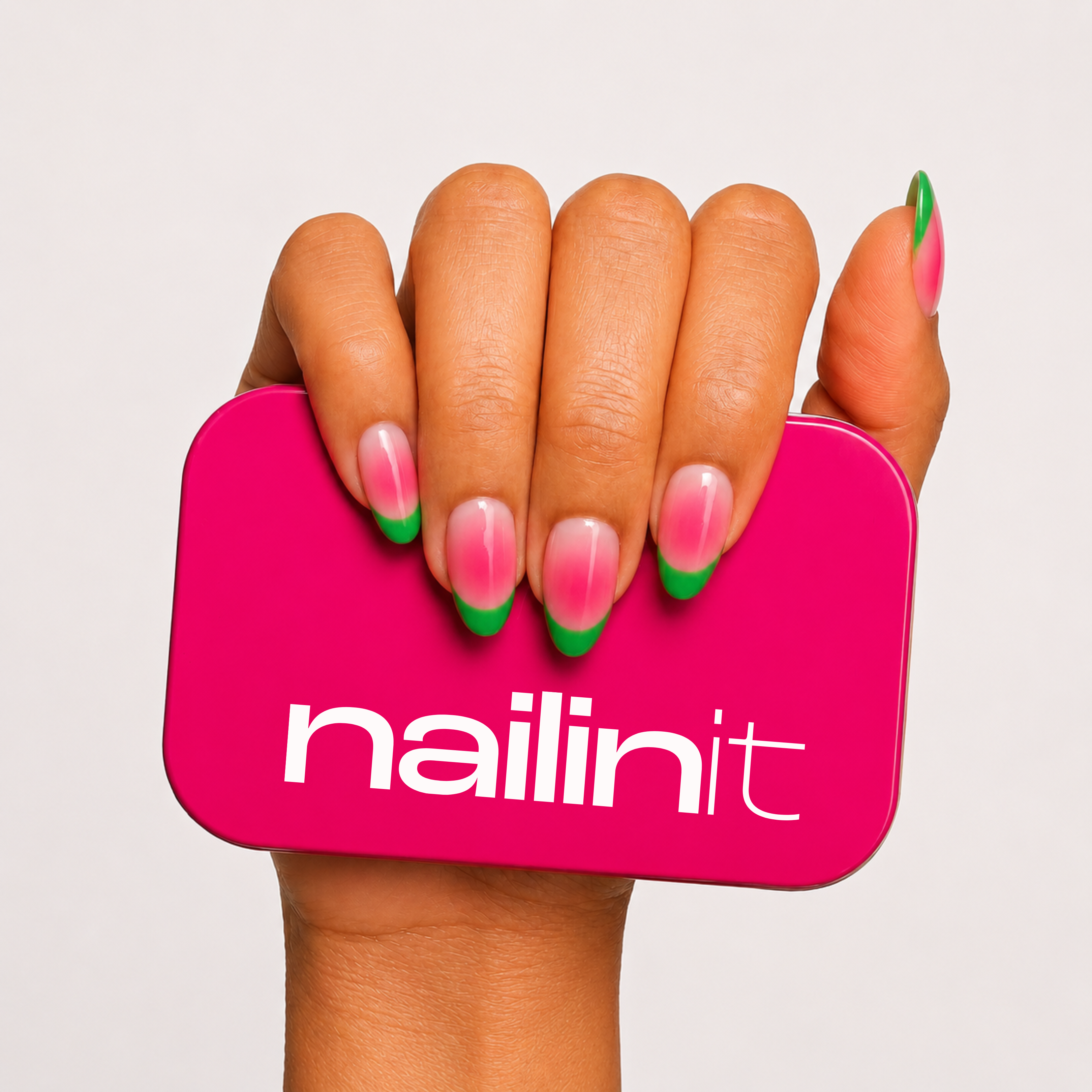 Watermelon Sugar | Reusable Press-On Nails |  24 pcs | Pink | Almond Shape |  Medium
