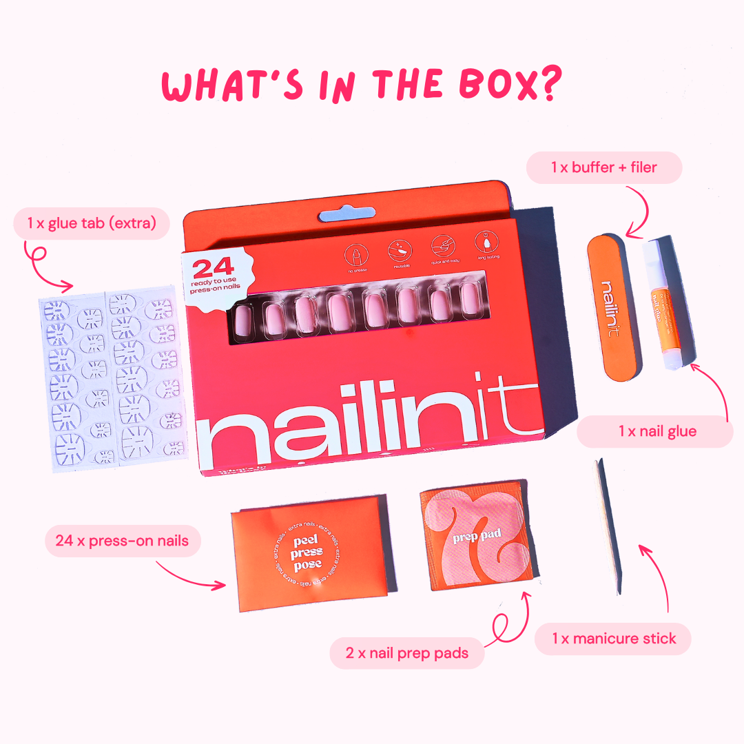 Parisian Dream Press On Nails | Pink Almond French Tips | 24 Pcs