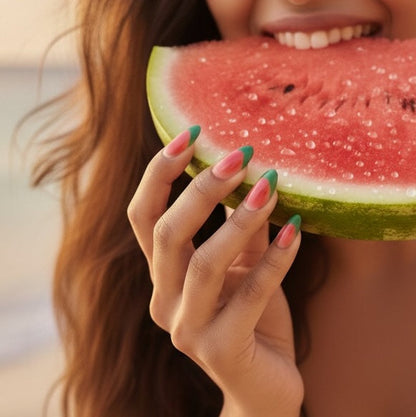 Watermelon Sugar | Reusable Press-On Nails |  24 pcs | Pink | Almond Shape |  Medium