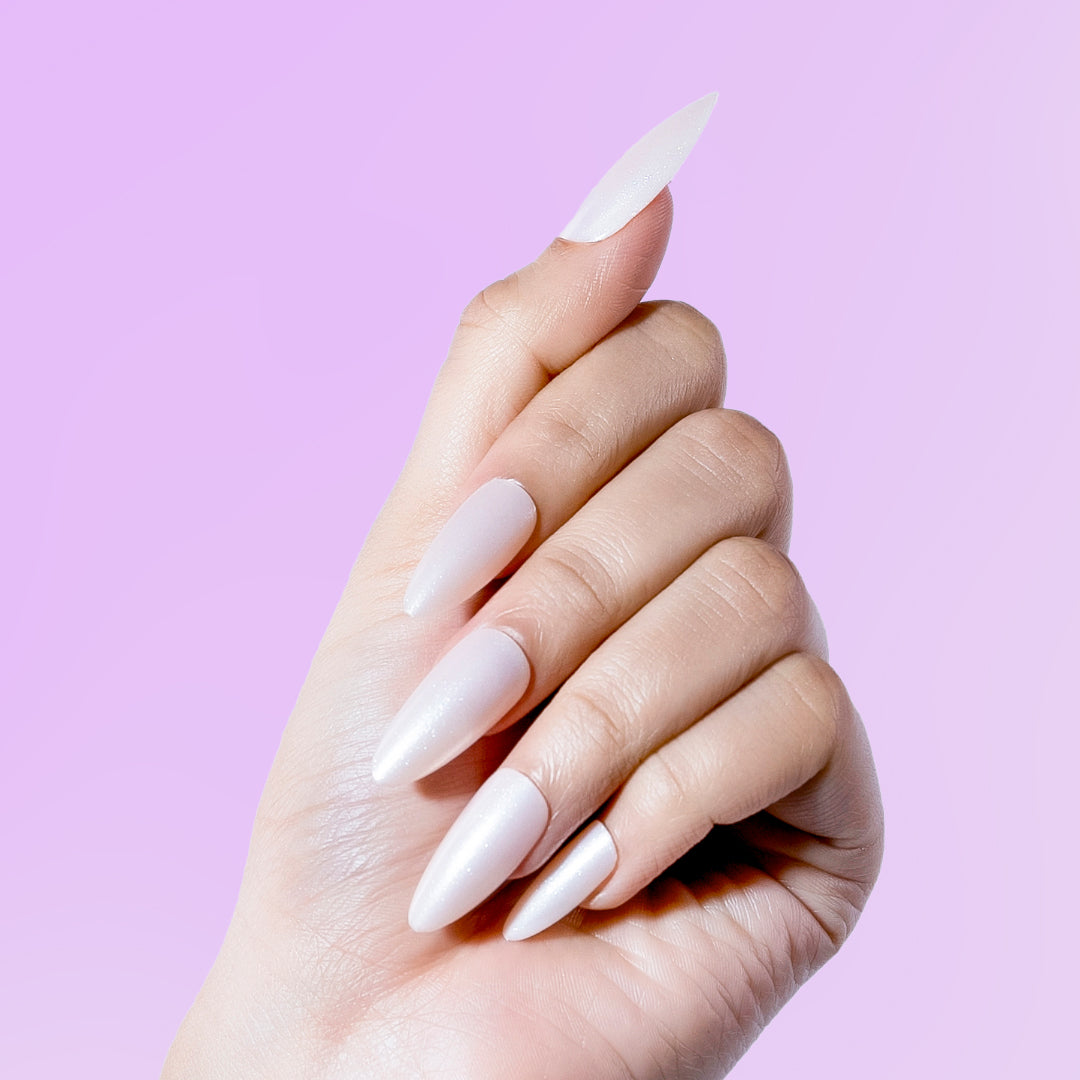 Glazed Donut | Reusable Press-On Nails | 24 pcs | White | Almond Nails | Extra Long