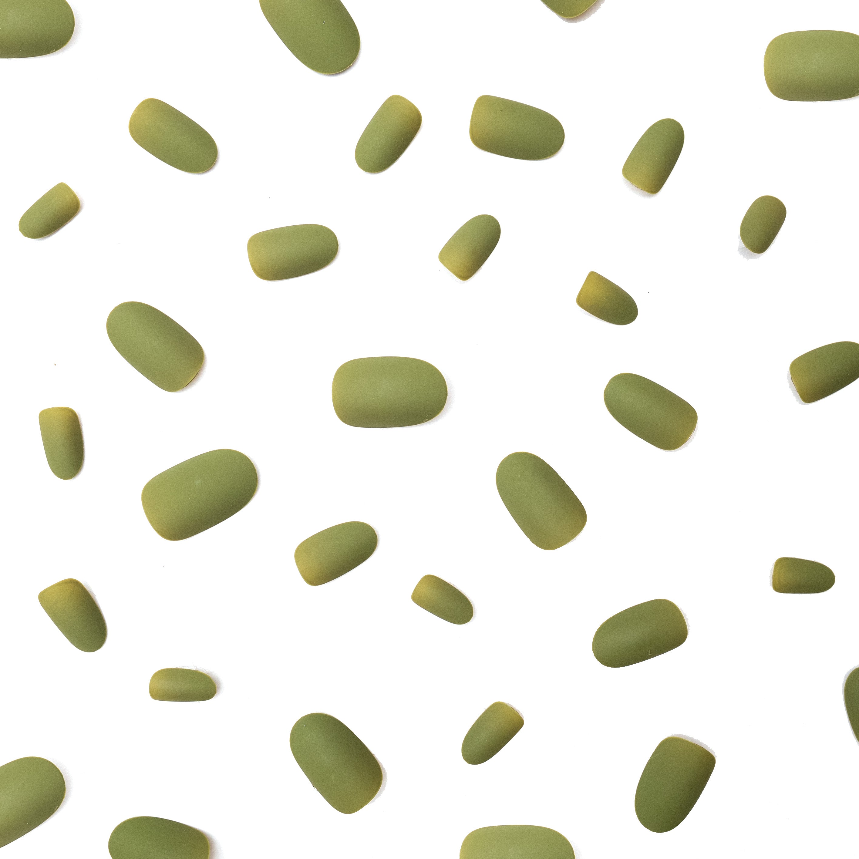 Olive You | Reusable Press-On Nails | 24 pcs | Green | Oval nails | Short