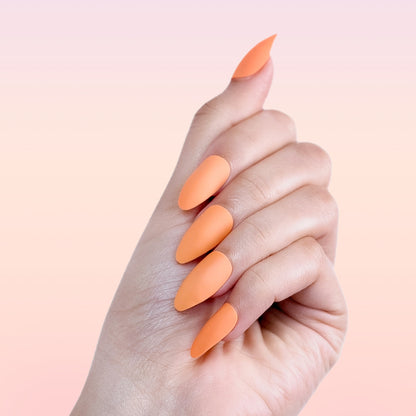 Sorrento Sun | Reusable Press-On Nails | 24 pcs | Orange | Almond Shape | Long