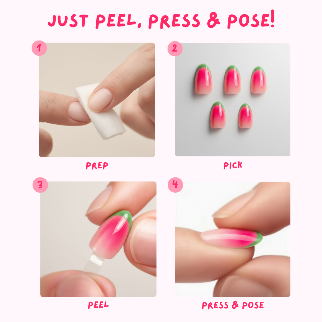 Candy Pop |  Reusable Press-On Nails | 24 pcs | Almond Shape | Pink | Long