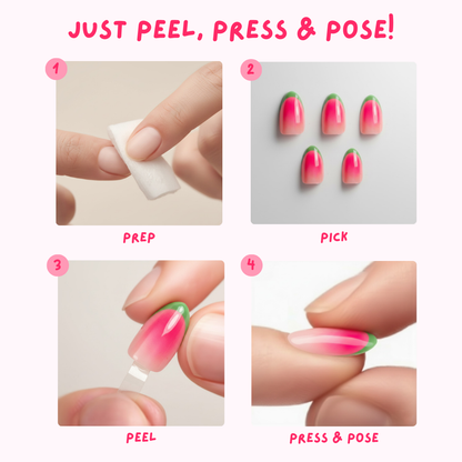 Candy Pop |  Reusable Press-On Nails | 24 pcs | Almond Shape | Pink | Long