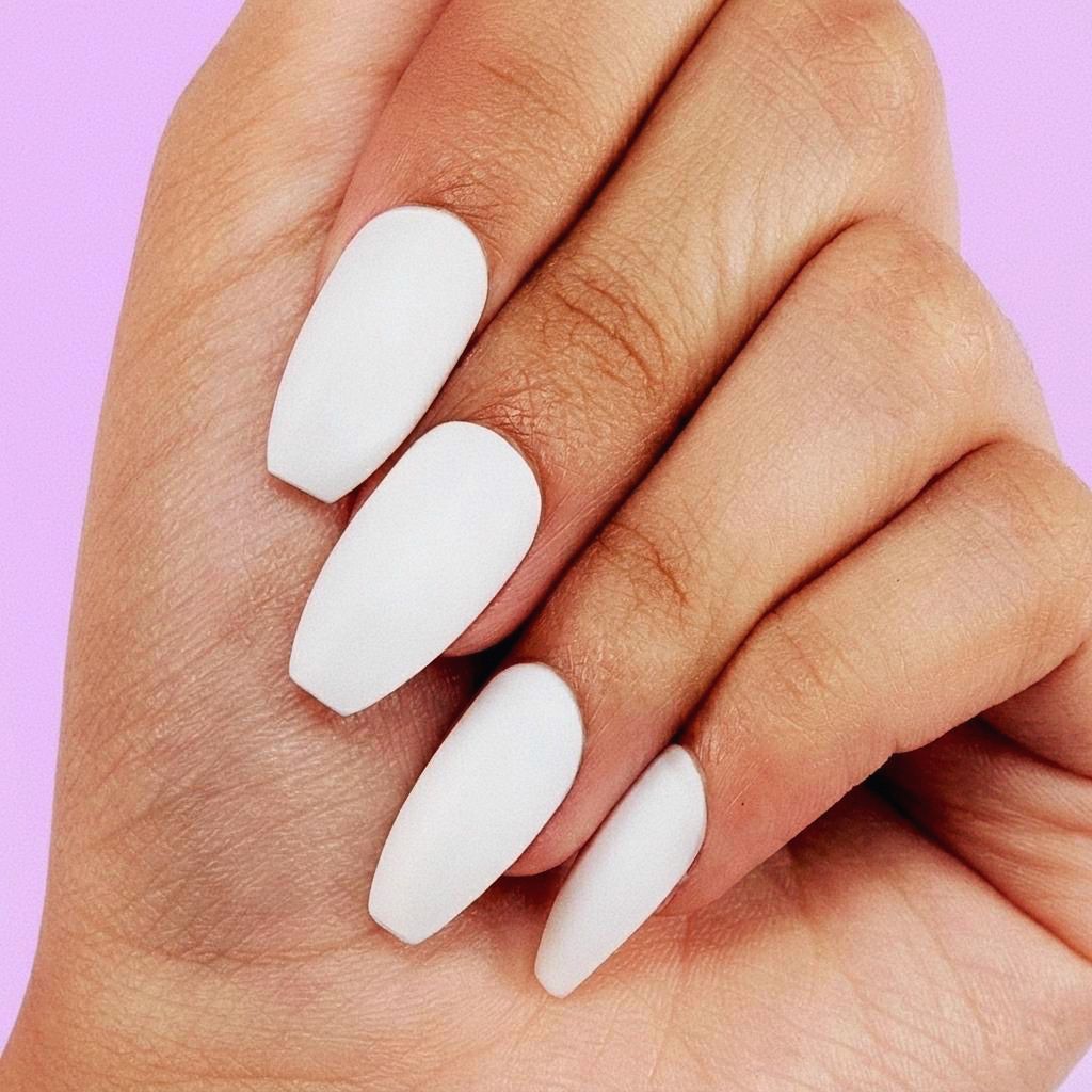 Adulting | Reusable Press-On Nails | 24 pcs |  White | Coffin Shape |  Medium