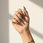 Ash Grey | Reusable Press-On Nails | 24 pcs | Grey | Coffin Shape | Medium