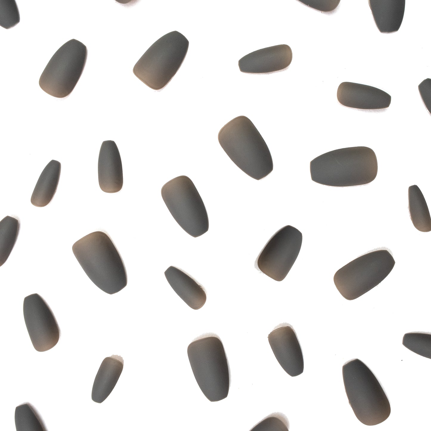 Ash Grey | Reusable Press-On Nails | 24 pcs | Grey | Coffin Shape | Medium