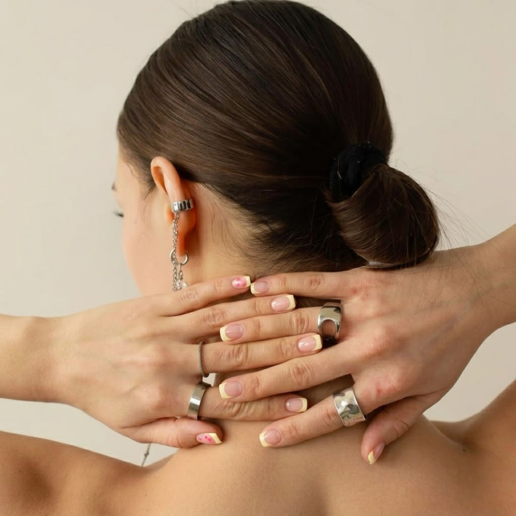 Butter Baby | Reusable Press-On Nails | 24 Pcs | Yellow French Tip | Square Shape | Medium