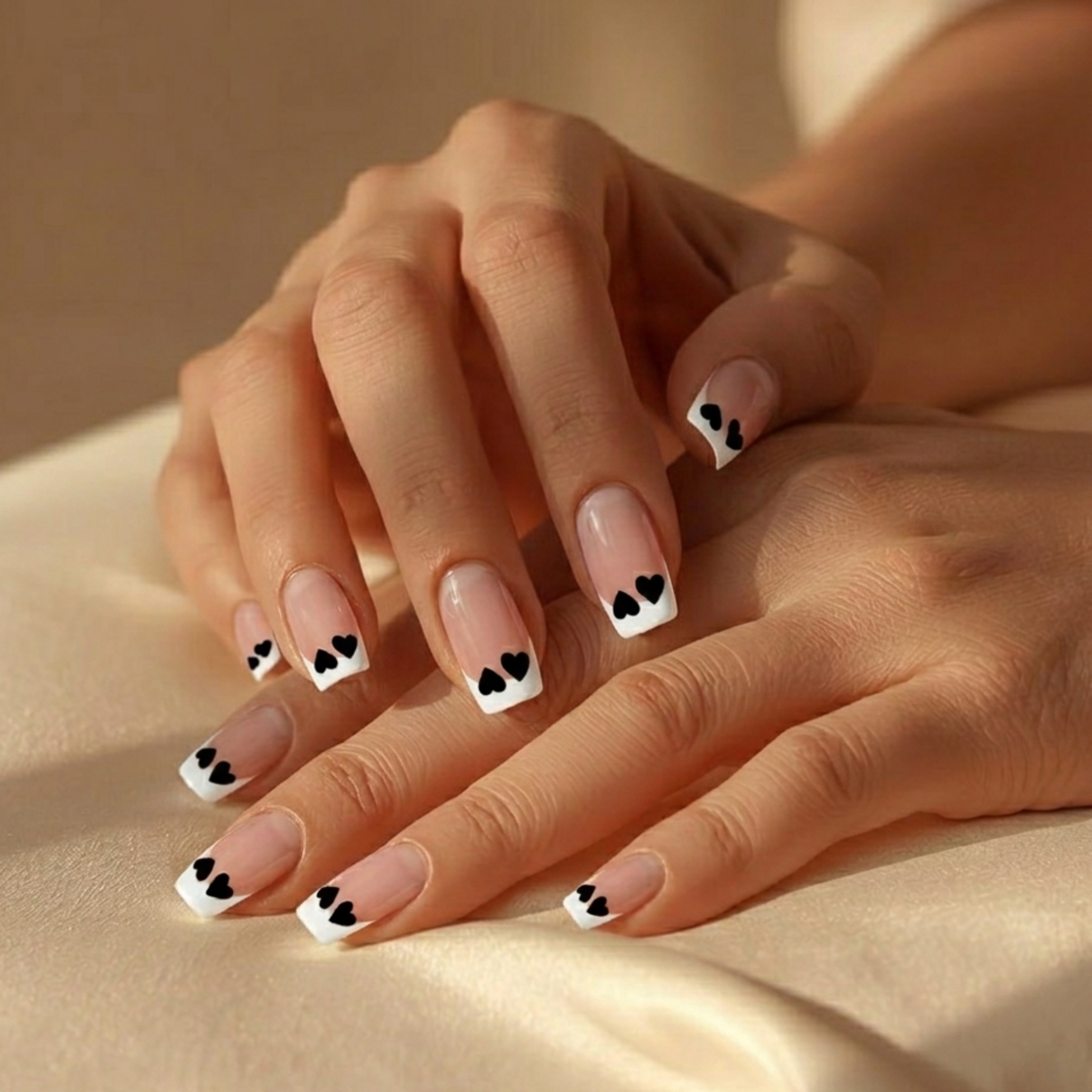 Heart Braker | Reusable Press-On Nails | 24 Pcs | Yellow French Tip | Square Shape | Medium