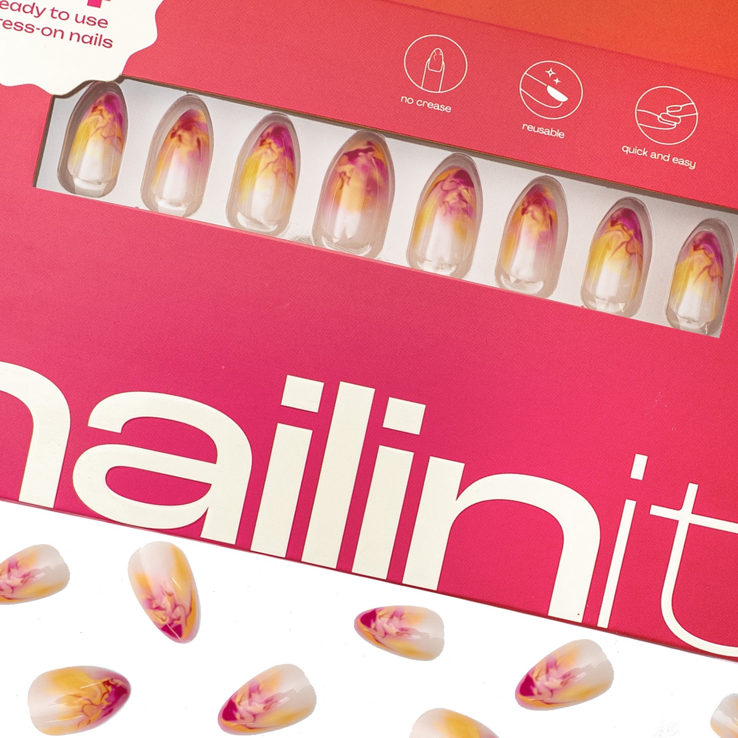 Berry Bomb | Reusable Press-On Nails | 24 pcs | Multi Color | Almond Shape | Medium - nailinit