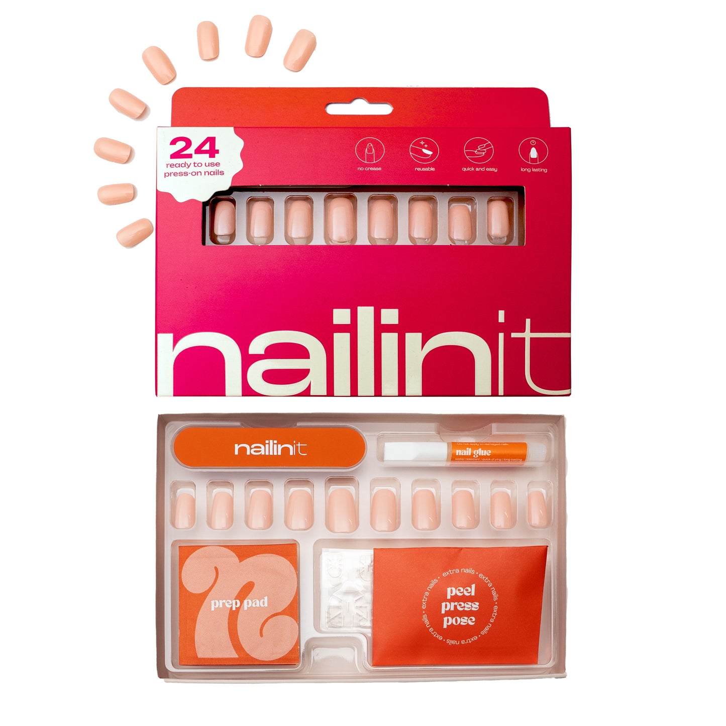 Bubblegum Bliss | Strong Press On Nails | Squoval 24pcs | Medium