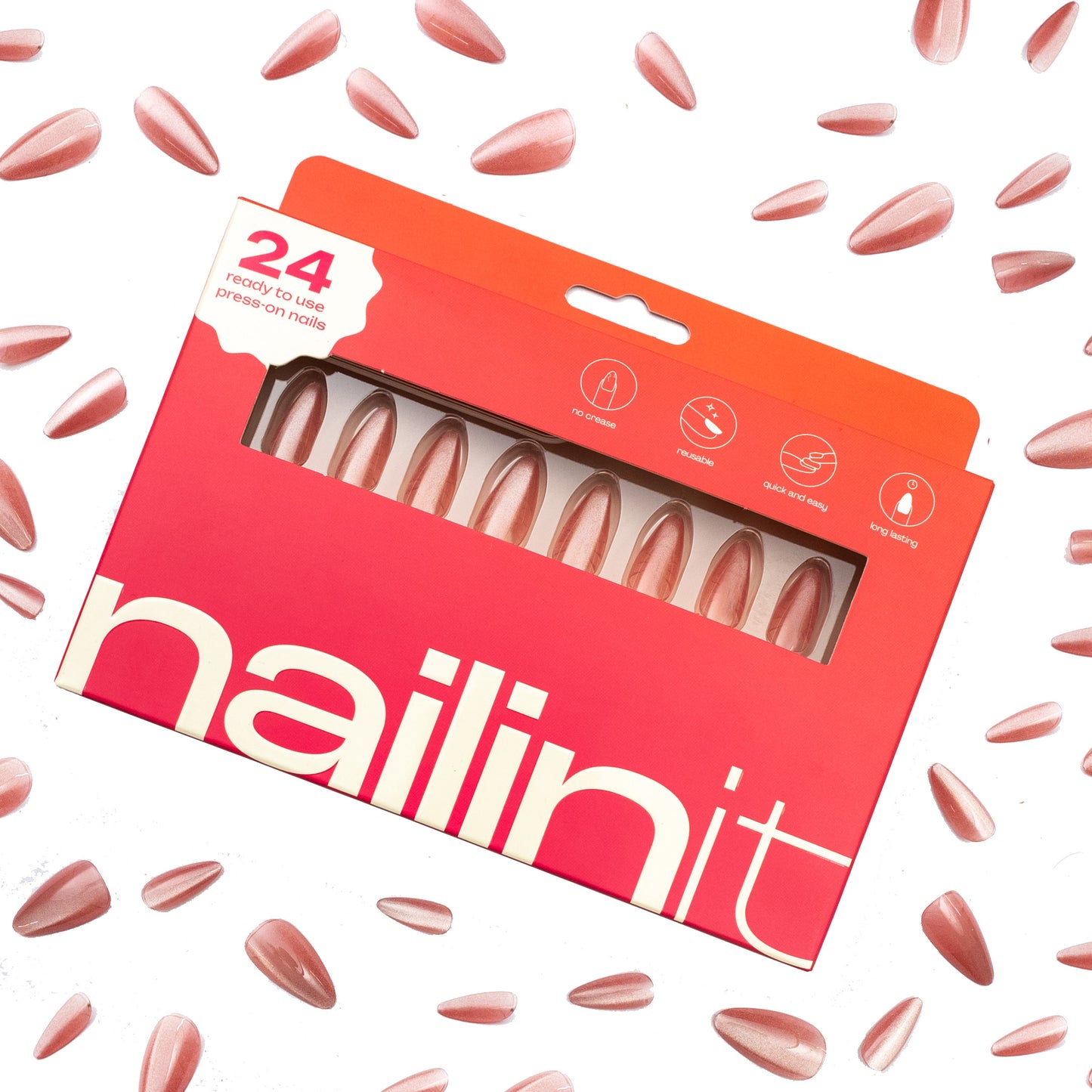 Cosmic Crush | Nude Press On Nails | 24pcs Reusable Extra Long Almond Set