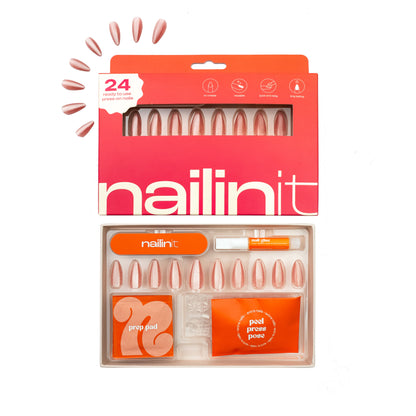 Cosmic Crush | Nude Press On Nails | 24pcs Reusable Extra Long Almond Set