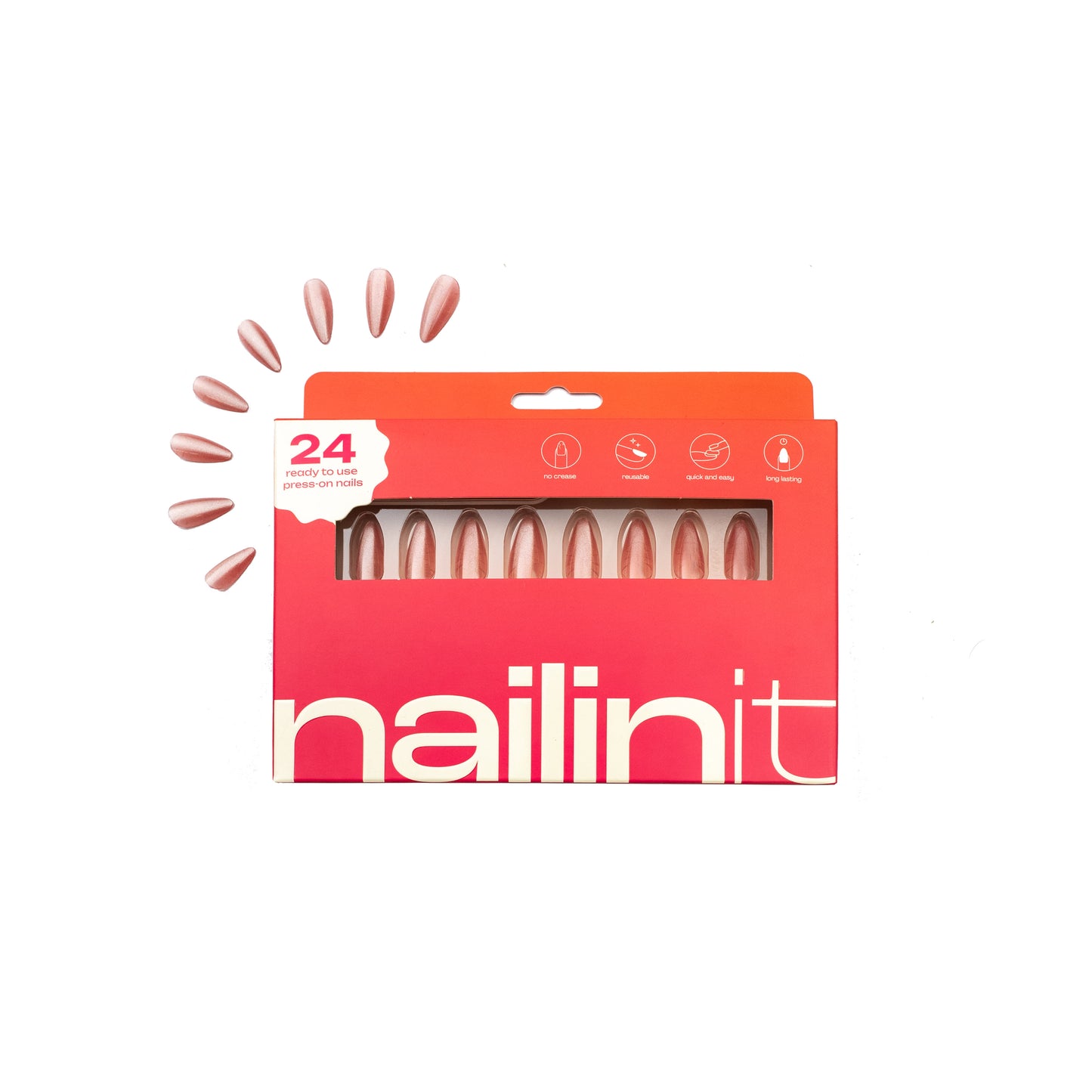 Cosmic Crush | Nude Press On Nails | 24pcs Reusable Extra Long Almond Set