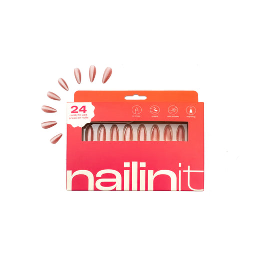 Cosmic Crush | Nude Press On Nails | 24pcs Reusable Extra Long Almond Set