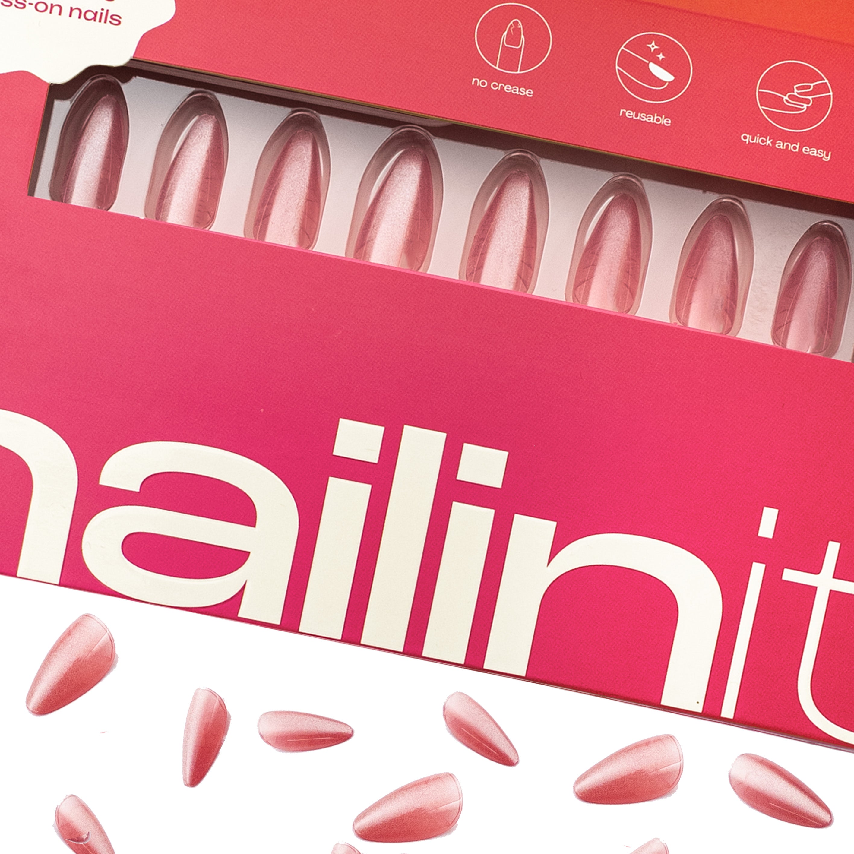 Cosmic Crush | Nude Press On Nails | 24pcs Reusable Extra Long Almond Set - nailinit