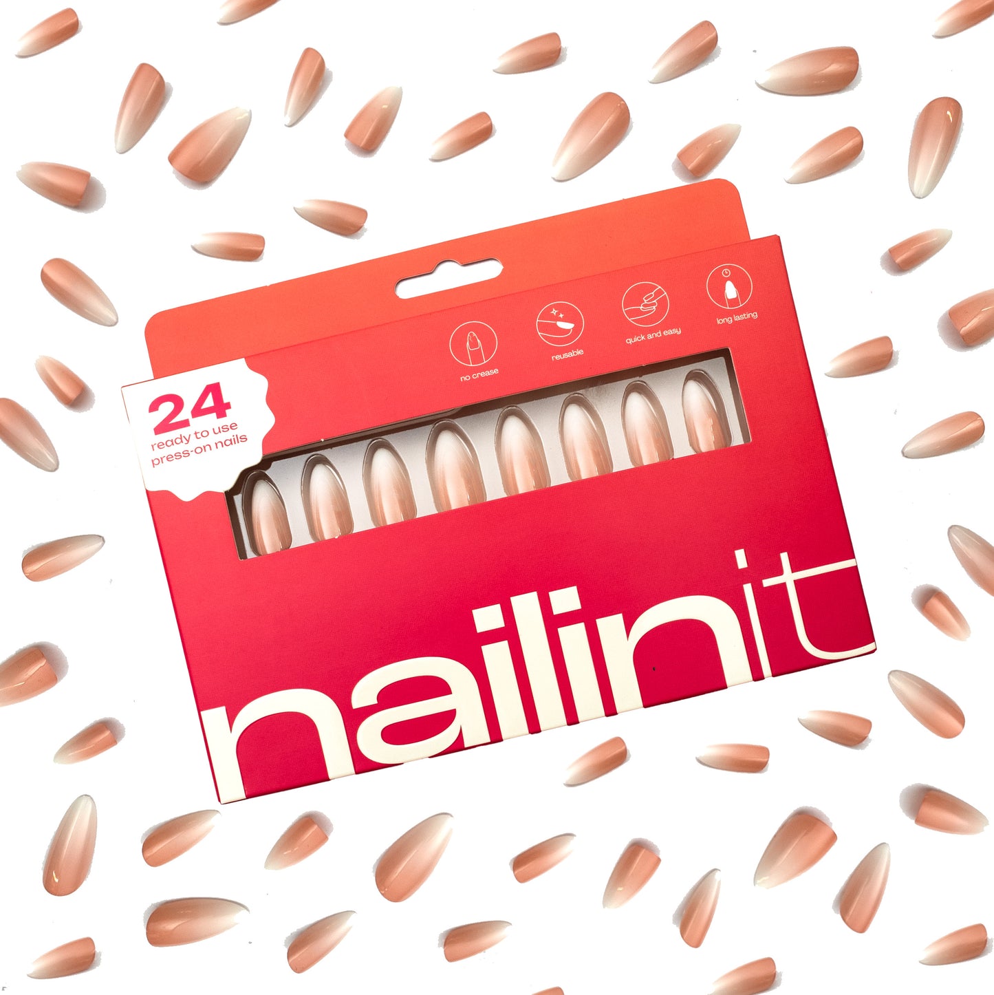 Clean Girl | Reusable Press-on Nails | 24 pcs | Multi Color | Almond Nails | Extra Long