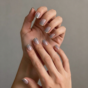 Champagne Glow | Reusable Press-On Nails | 24 Pcs | Gold French Tip | Square Shape | Medium