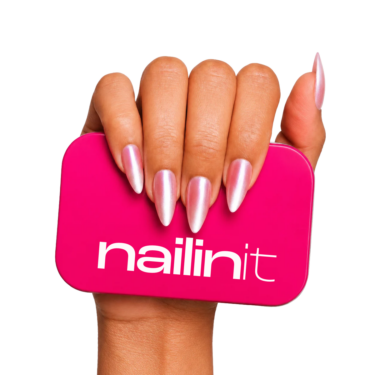 Cosmic Crush | Cat-Eye Nude Press On Nails | 24pcs Reusable Extra Long Almond Set