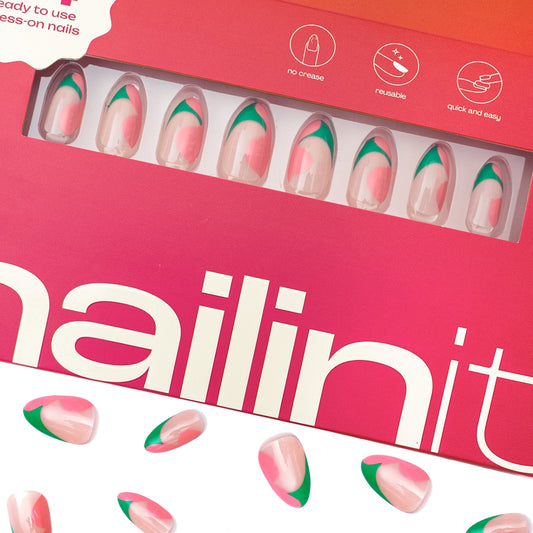 Candy Pop |  Reusable Press-On Nails | 24 pcs | Almond Shape | Pink | Long