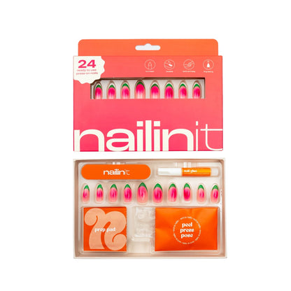 Watermelon Sugar | Reusable Press-On Nails |  24 pcs | Pink | Almond Shape |  Medium