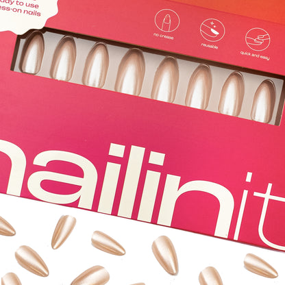 Glazed Donut | Reusable Press-On Nails | 24 pcs | White | Almond Nails | Extra Long - nailinit