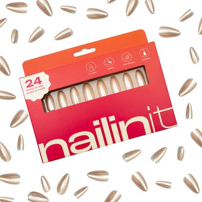 Glazed Donut | Reusable Press-On Nails | 24 pcs | White | Almond Nails | Extra Long