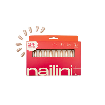Glazed Donut | Reusable Press-On Nails | 24 pcs | White | Almond Nails | Extra Long
