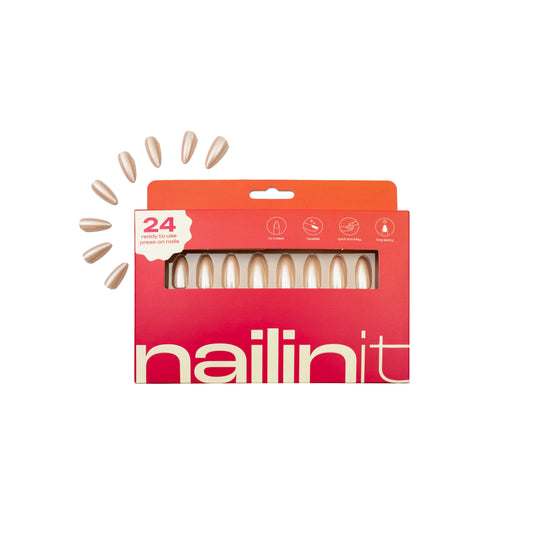 Glazed Donut | Reusable Press-On Nails | 24 pcs | White | Almond Nails | Extra Long