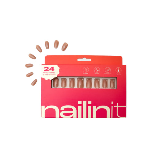 Hot Cocoa | Nude Brown Stick On Nails | 24 Pcs | Long Lasting Medium