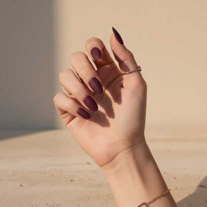 Moonchild Stick On Nails | Reusable | 24 pcs | Wine | Oval Shape | Short